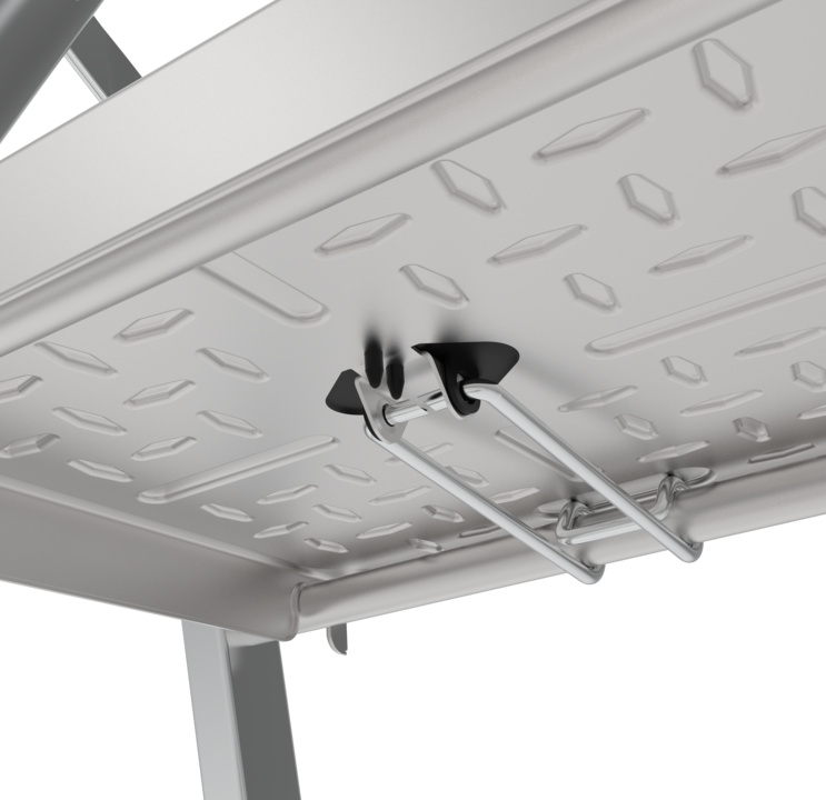 Ultra-anti-slip, corrosion-resistant steel footrest.