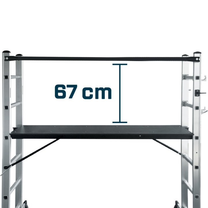 One high guardrail (between 67 and 120 cm depending on the platform position)