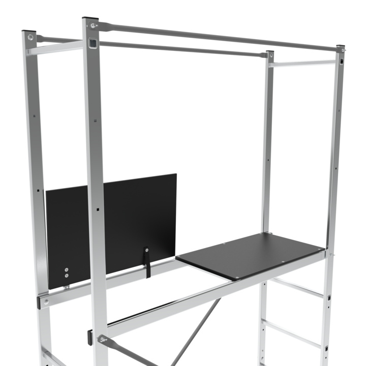 Platform wood measuring 130 x 40 cm, access panel measuring 65 x 40 cm