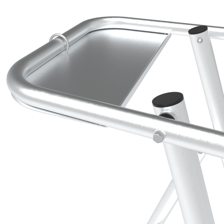 Aluminium tool-tray with integrated bucket hook