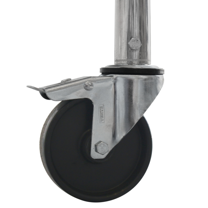 4 swivel wheels, 12.5cm diameter