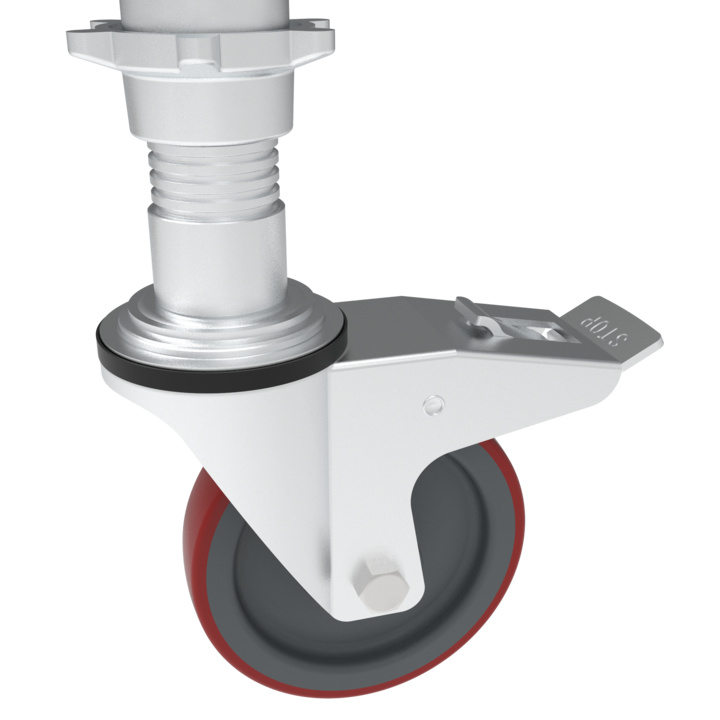 Ruedas con freno ajustables Ø125 mm sobre 18 cm