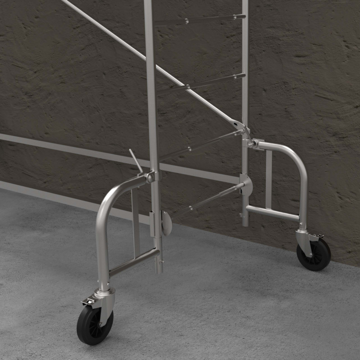 Adjustable feet for working along a wall
