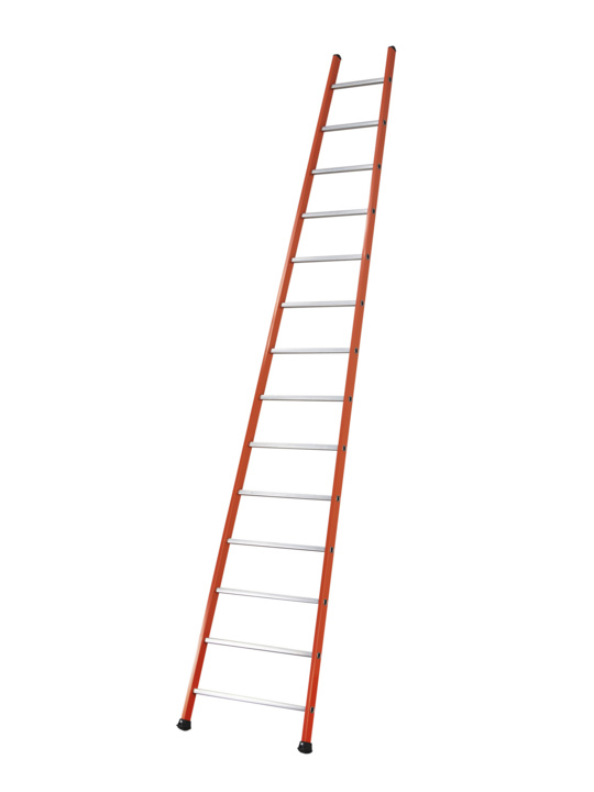 Escalera simple con base más ancha mixta de acero/aluminio