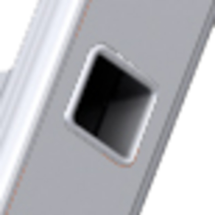 Rungs attached by crimping, non-separable and unalterable. Rectangular uprights with a width of 22 mm.