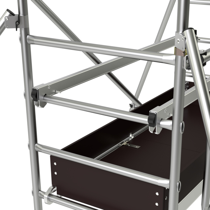 Platform with reinforced frame and removable toe boards